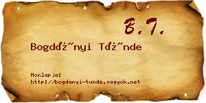 Bogdányi Tünde névjegykártya